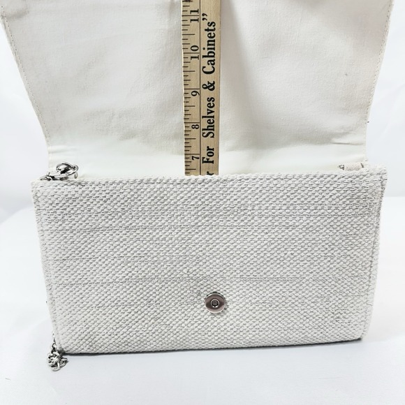 America & Beyond‎ Beaded Chevron Clutch Crossbody Bag White Gold Black NWOT